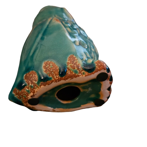Whimsical Owl Figurine  7.5” Tall Distress Finish Teal Color Ceramic - Picture 4 of 4
